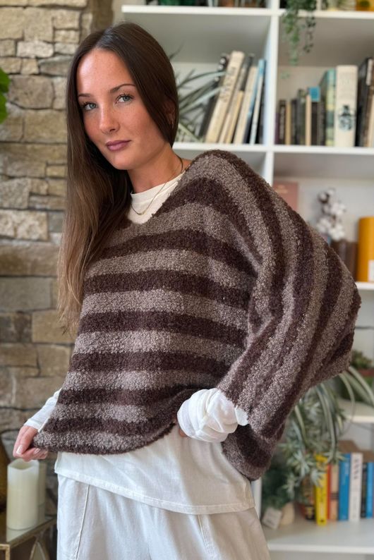 Stripe Boucle Slouch Knit Conker & Earth